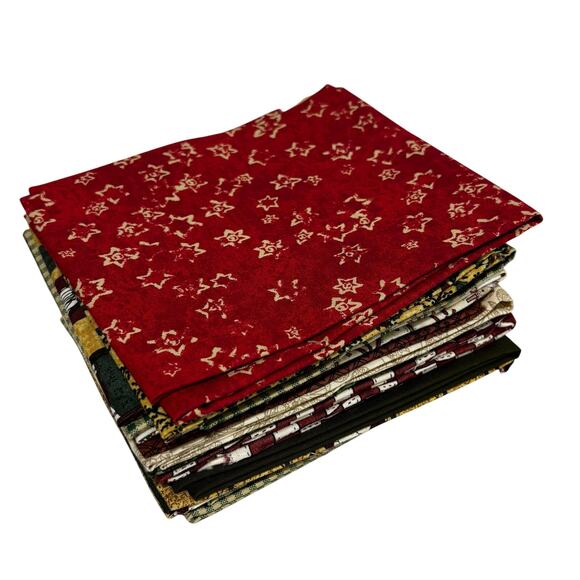 Fat quarters cotton fabric variety lot red tan green farmhouse country cottage - Picture 3 of 4